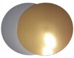 OKRĄGŁY PODKŁAD Pod Tort Ciasto DWUSTRONNY złoto-srebrny 22cm - 1szt