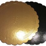 PODKŁAD POD TORT SZTYWNY złoto-czarny karbowany 28cm