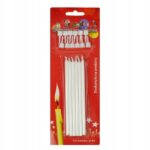 ŚWIECZKI URODZINOWE perłowe białe 12cm 12 szt - obrazek 2