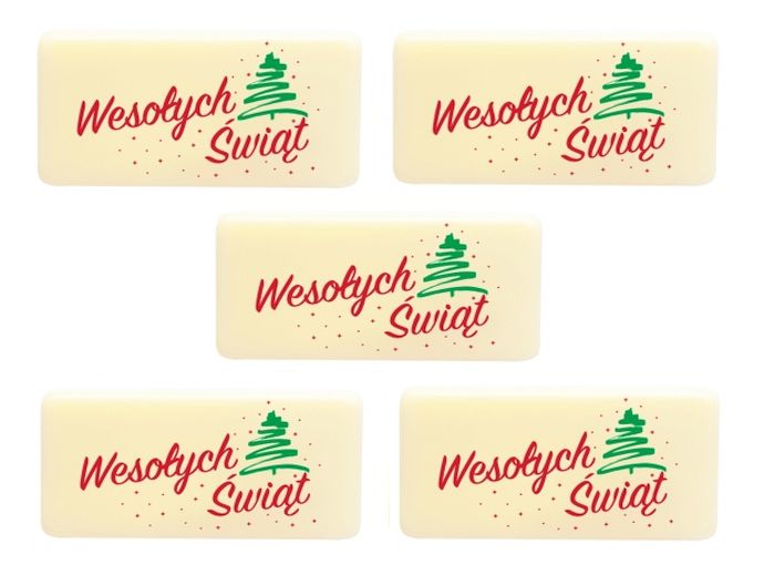 dekoracja czekoladowa plakietka napis Wesołych Świąt 5szt