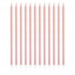 Świeczki Urodzinowe Długie z podstawkami ROSE GOLD 13,5cm 12 szt