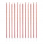 Świeczki Urodzinowe Długie z podstawkami ROSE GOLD 13,5cm 12 szt