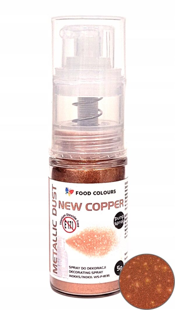 BARWNIK SPOŻYWCZY PYŁEK PERŁOWY Z POMPKĄ Metallic Copper - Miedź 5g