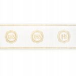BIEŻNIK DEKORACYJNY KOMUNIJNY KOMUNIA Organza biało-złoty IHS 30cm 5m - obrazek 2