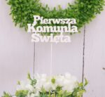 Topper Piker na tort - drewniany Pierwsza Komunia Święta Biały 1szt - obrazek 3
