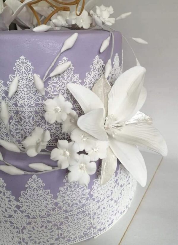 GOTOWA KORONKA Na Tort Z Masy Cukrowej ślub komunia 110x9cm BIAŁA 04