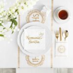 BIEŻNIK DEKORACYJNY KOMUNIJNY KOMUNIA Organza biało-złoty IHS 30cm 5m - obrazek 5