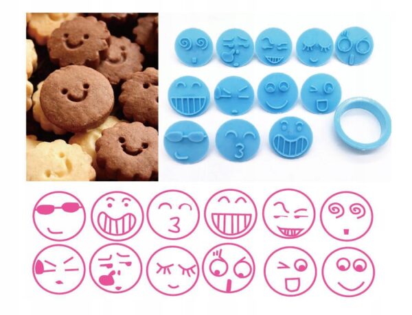 WYKRAWACZE FOREMKI DO CIASTEK - 12 szt. buźki buźka smiley