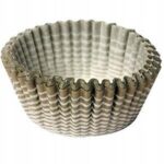 FOREMKI PAPILOTKI do muffinek białe w złote paski 53x32mm 100 szt