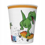 KUBKI KUBECZKI PAPIEROWE Crazy Dino Szalony Dinozaur 250ml 8szt.