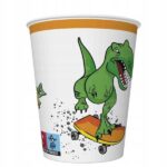 KUBKI KUBECZKI PAPIEROWE Crazy Dino Szalony Dinozaur 250ml 8szt. - obrazek 2