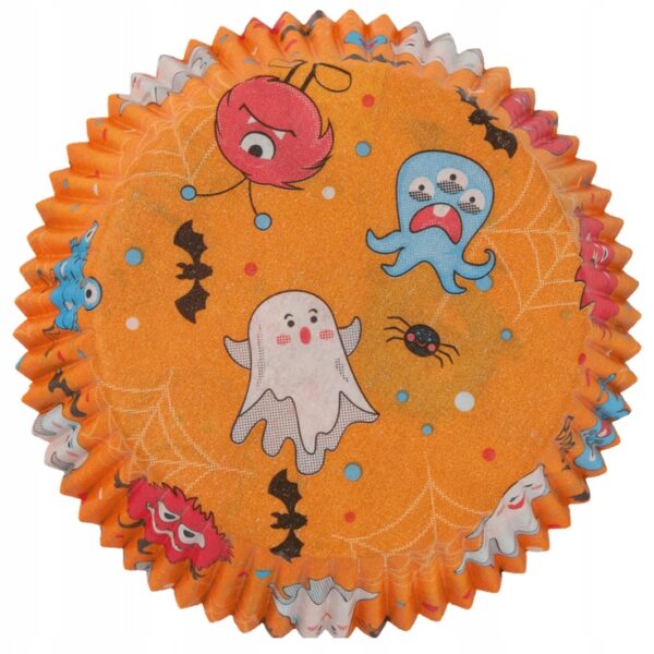 FOREMKI PAPILOTKI pomarańczowe wzór Halloween 50x25 mm 60 szt