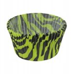 FOREMKI PAPILOTKI do muffinek zielono-czarna zebra 50x35 mm 100 szt