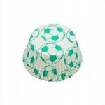 FOREMKI PAPILOTKI do muffinek biało zielone football 50x35 mm 100 szt