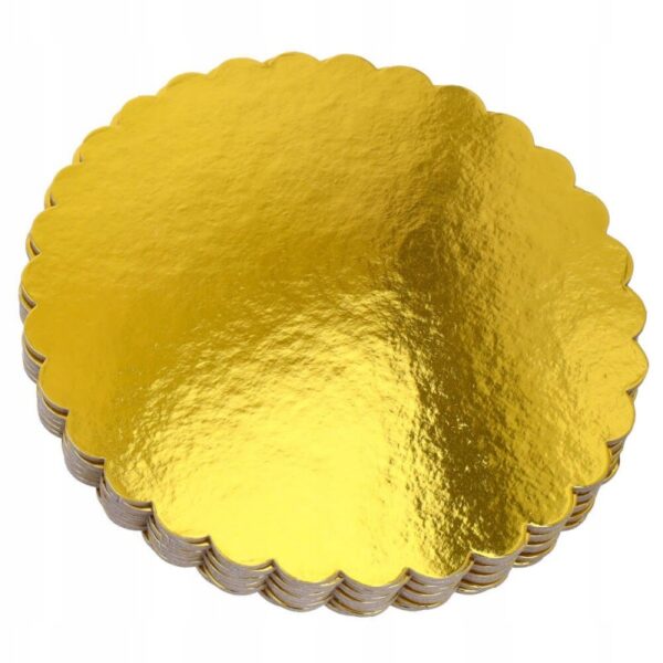 ZŁOTE PODKŁADY PODKŁAD POD TORT CIASTO - Sztywne karbowane 25 cm x 10szt