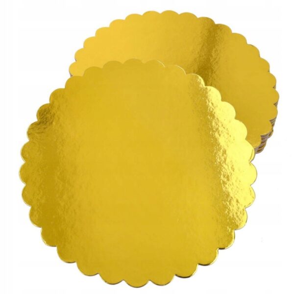 ZŁOTE PODKŁADY PODKŁAD POD TORT CIASTO - Sztywne karbowane 25 cm x 10szt