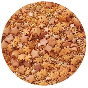 posypka cukrowa mix złoty perełki śnieżynki gwiazdki 50g