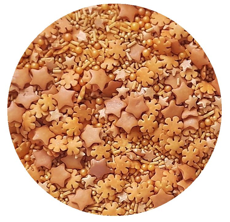 posypka cukrowa mix złoty perełki śnieżynki gwiazdki 50g