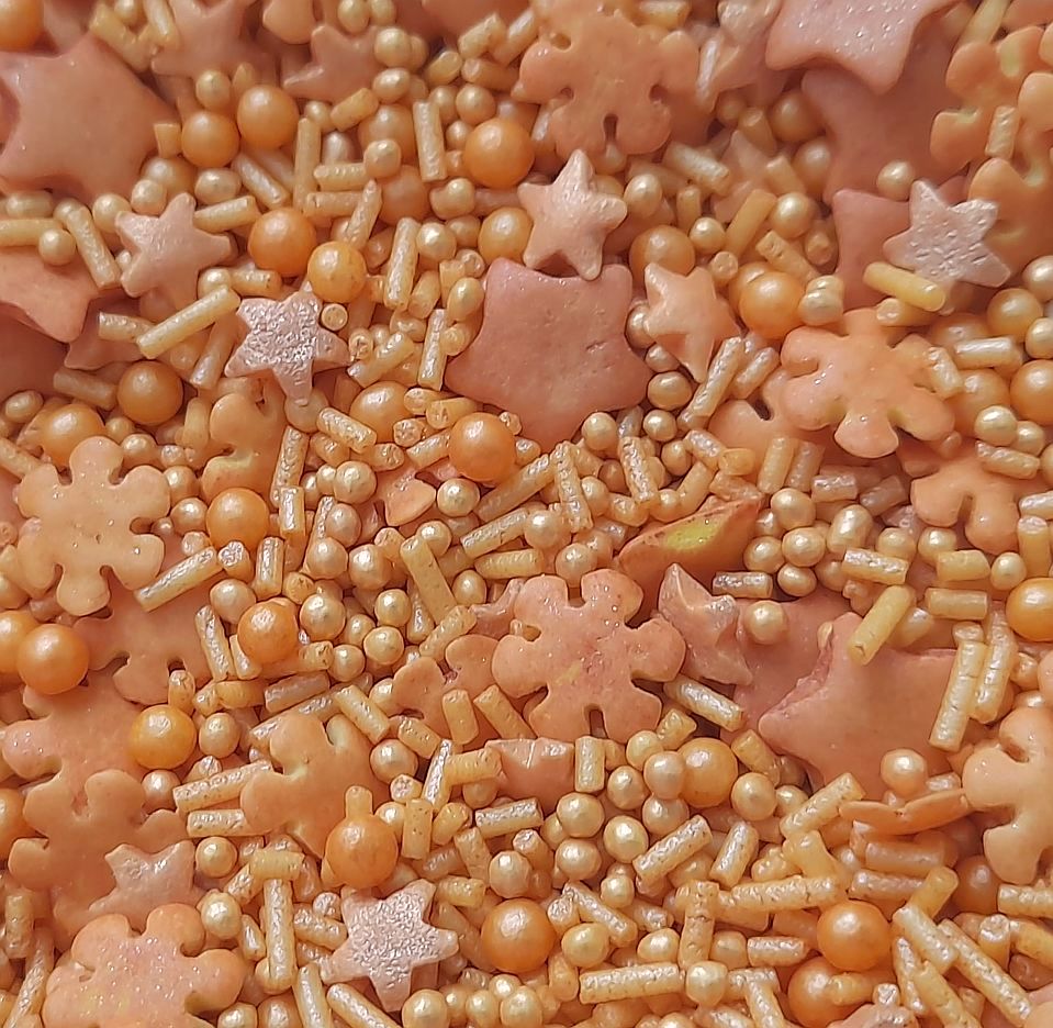 posypka mix złoty perełki śnieżynki gwiazdki 50g