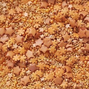 posypka mix złoty perełki śnieżynki gwiazdki 50g