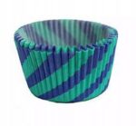 FOREMKI PAPILOTKI do muffinek niebiesko-zielone paski 50x35 mm 100 szt