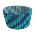 FOREMKI PAPILOTKI do muffinek niebiesko-zielone paski 50x35 mm 100 szt