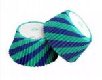 FOREMKI PAPILOTKI do muffinek niebiesko-zielone paski 50x35 mm 100 szt - obrazek 2