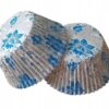 FOREMKI PAPILOTKI do muffinek srebrno niebieskie kwiatki 50x35 mm 100 szt