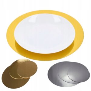OKRĄGŁY PODKŁAD Pod Talerz Tort Ciasto DWUSTRONNY złoty srebrny 28cm x 6szt