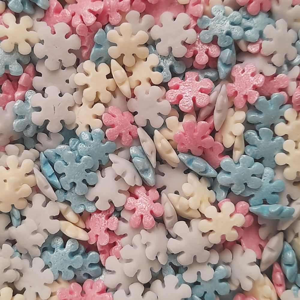 POSYPKA CUKROWA Płatki Śniegu Śnieżynki Perłowe MIX - 50g