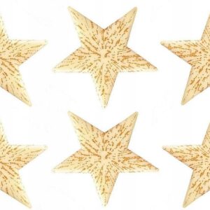 DEKORACJA CZEKOLADOWA CZEKOLADKI świąteczne gwiazdki biało-złote 6szt