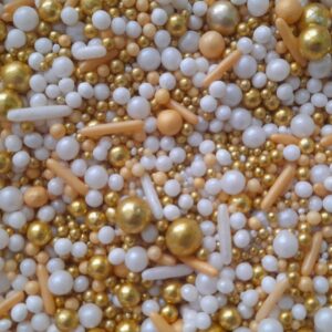 POSYPKA CUKROWA Perełki MIX biało-złoty z karmelem MIX - 50g