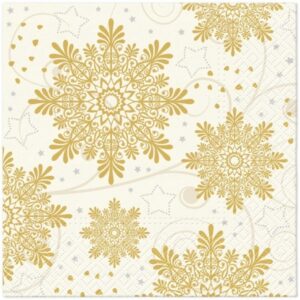 SERWETKI PAPIEROWE 3-warstwowe 33x33cm 20szt Święta Złote Śnieżynki