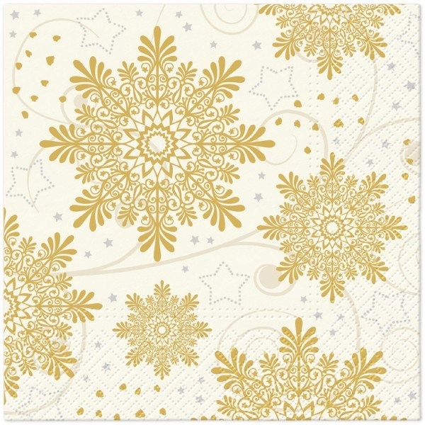 SERWETKI PAPIEROWE 3-warstwowe 33x33cm 20szt Święta Złote Śnieżynki