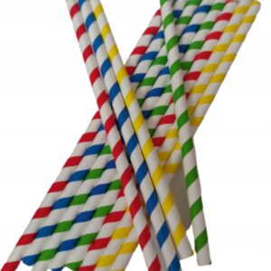 SŁOMKI RURKI PAPIEROWE EKO kolorowe paski 205x8mm 8szt