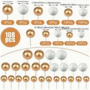 Assortment of gold and silver ball stud earrings on pins, shown in groups (108 pieces total).