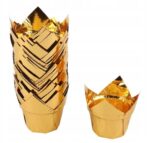 Foremki papilotki do muffinek babeczek tulipany 50szt złote eleganckie › Udanewypieki Foremki papilotki do muffinek babeczek tulipany 50szt złote eleganckie