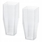 f1b70a6d40b5c85799be7986c326fd86jpg › Udanewypieki Two tall stacks of clear square glass tumblers on a white background.